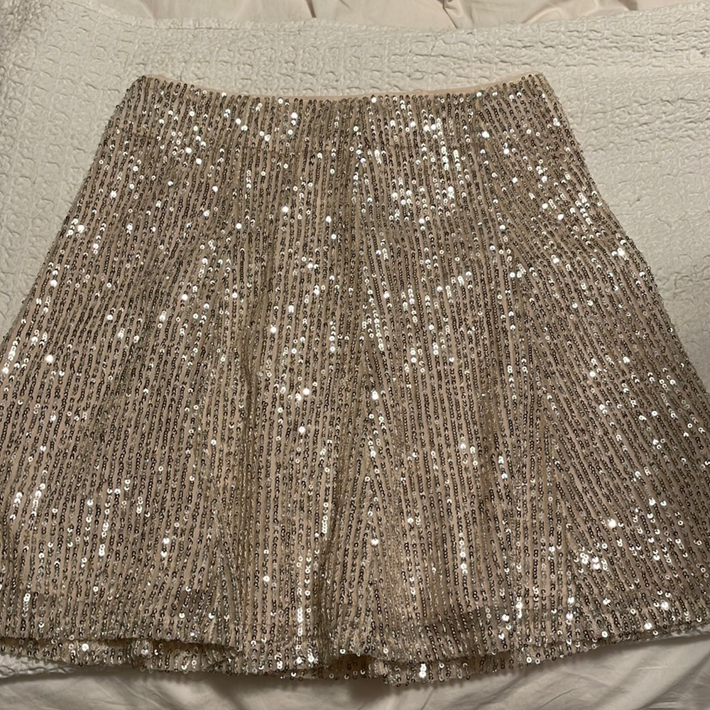 Silver sequin mini skirt